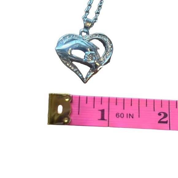 Silver Tone Diamond Heart Mother Child Holding Hands Pendant Adjustable Necklace - Picture 5 of 5